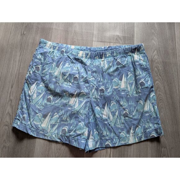 Lands End Mens Sailboat Print Swim Trunks Size L - Picture 1 of 5